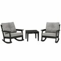 Polywood Vineyard Black / Grey Mist Deep Seating Patio Set with Side Table and 2 Rocking Chairs 633PWS3B1459